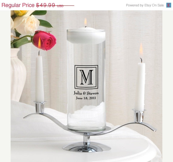 Wedding - On Sale Personalized Floating Unity Candle Set - Personalized Unity Candle - Floating Candle (377)