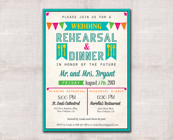 Wedding - Fiesta Wedding Rehearsal Dinner invitation custom printable 5x7