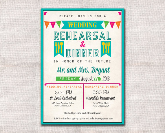 Hochzeit - Fiesta Wedding Rehearsal Dinner invitation custom printable 5x7