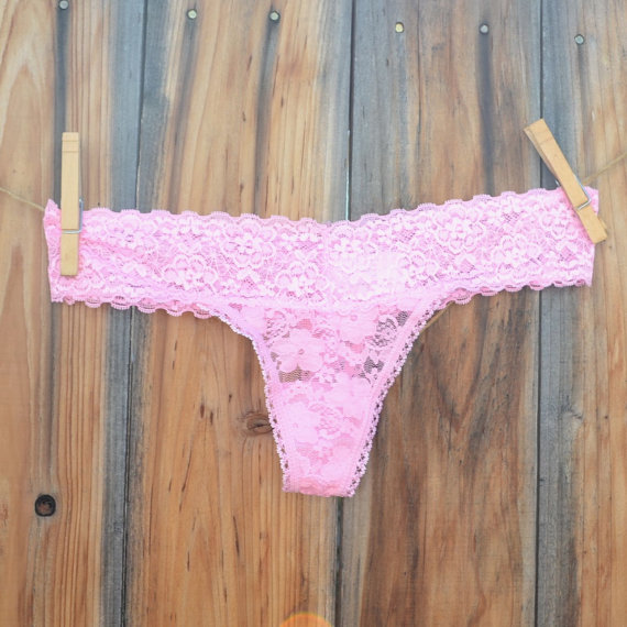 Mariage - Personalize your Undie - Pink BRIDE Lingerie Thong Underwear Panty Blue size Medium
