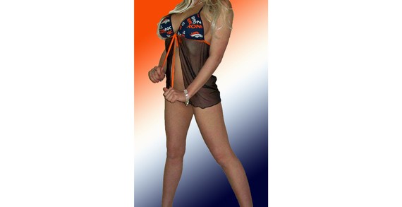 Wedding - NFL Denver Broncos Lingerie Negligee Babydoll Sexy Teddy Set with Matching G-String Thong Panty