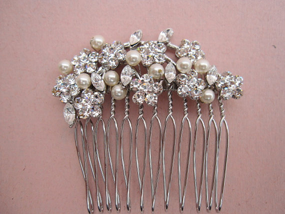 زفاف - Bridal hair comb--Vintage Inspired Pearl Rhinestone Hair Comb,headpiece,Bridal hair accessories ,wedding headpiece,wedidng comb,bridal comb