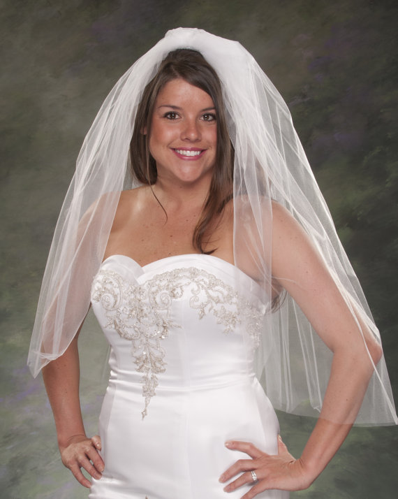 Hochzeit - Shimmer Tulle 1 Layer Veil Plain Cut Veils Elbow Length Bridal Veils 32 Inch Sparkle Tulle Veils 108 White Veils Ivory Veil Wedding Veil