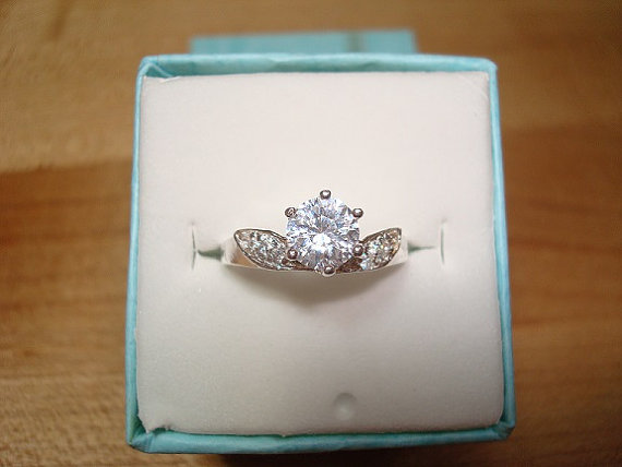 زفاف - Diamond Cut White Sapphire 925 Sterling Silver Engagement Ring Size 6, and 7 3/4