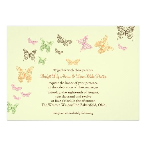 Mariage - Butterfly Kisses Wedding Invite Yellow