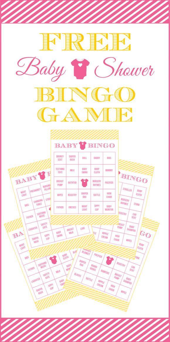 Hochzeit - Free Baby Shower Bingo Printable Cards For A Girl Baby Shower