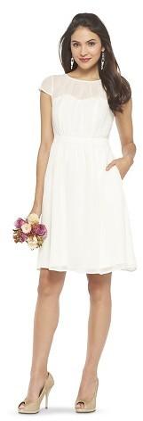 زفاف - Women's Chiffon Illusion Cap Sleeve Bridesmaid Dress (Limited Availability) - TEVOLIO