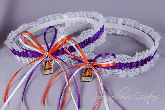 Hochzeit - Phoenix Suns Lace Wedding Garter Set
