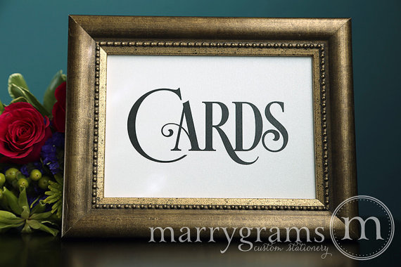 Mariage - Wedding Cards Table Sign - Wedding Table Reception Seating Signage for Card Box, Birdcage, Crate - Matching Numbers Available - SS06