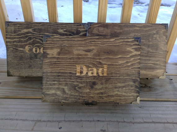 زفاف - Groomsmen Gift SET OF 5 Medium Engraved Boxes Personalized Engraved Wooden Gift Box Birthday Fathers Day