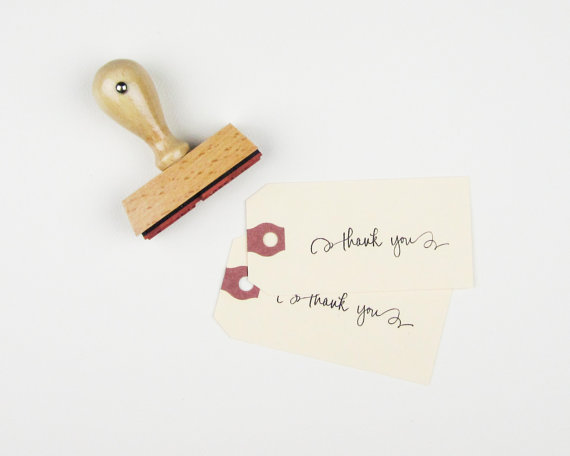 Wedding - Calligraphy Thank You Stamp - rubber stamp - hand lettered thank you stamp with scrolls - thanks stamp - ready to ship - k0016