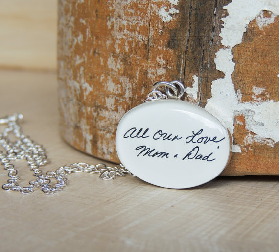 Свадьба - Custom Handwritng Jewelry  - YOUR Loved One's Writing - Handwriting Necklace - Mother's Day Jewelry - Wedding Bouquet Charm - Memorial