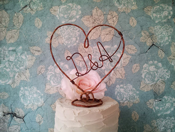 Wedding - Personalized MONOGRAM Cake Topper - Rustic Wedding Cake Topper, Initials Shabby Chic Wedding Cake Topper, Vintage Wedding