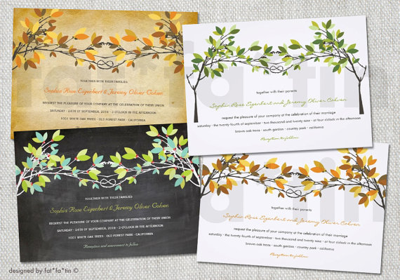 Wedding - Knotted Trees Tying The Knot PRINTABLE Wedding Invitation 