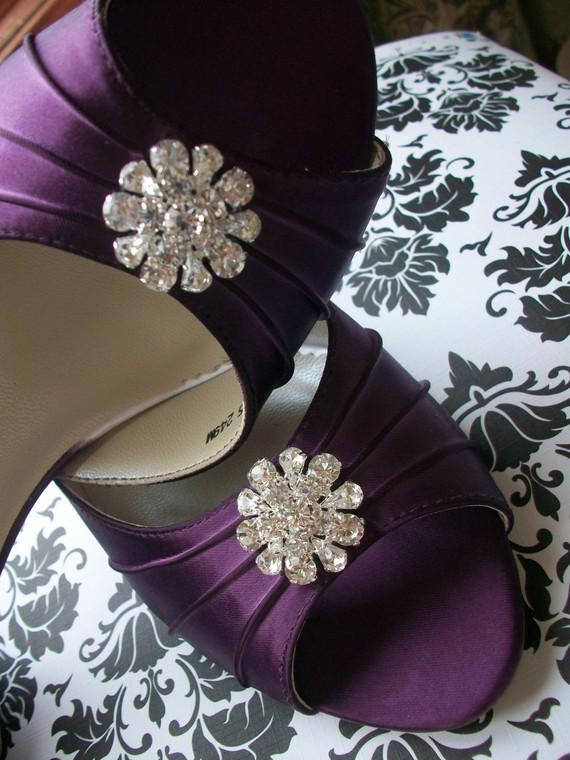Wedding - Custom Wedding Shoes - Wide Shoe Sizes - Purple - Plum - Eggplant - Dyeable Shoes - Choose From Over 100 Colors - Mid Heel - 2.5 Inch Heel