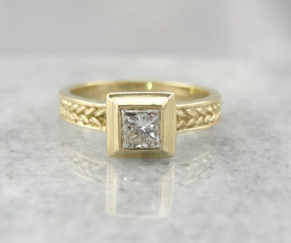 Hochzeit - Modernist Contemporary Bezel Set Diamond Engagement Ring A9JVN2-N