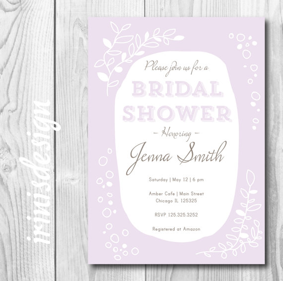 Hochzeit - Lavender Bridal wedding shower invitation 