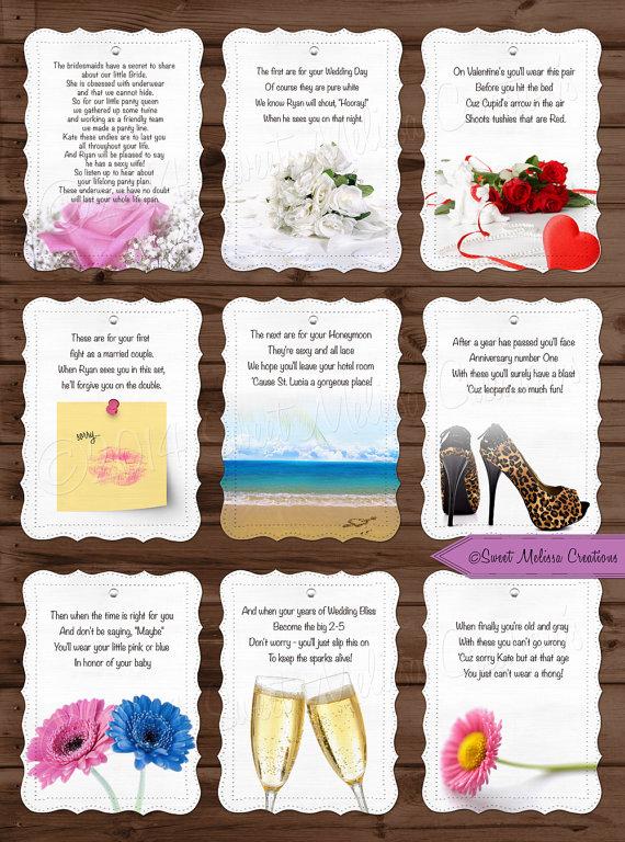 زفاف - Lifelong Panty Line Poem  - Bridal Shower - Bachelorette Party - Lingerie Clothesline- Panty Poem - Cards by Sweet Melissa Creations