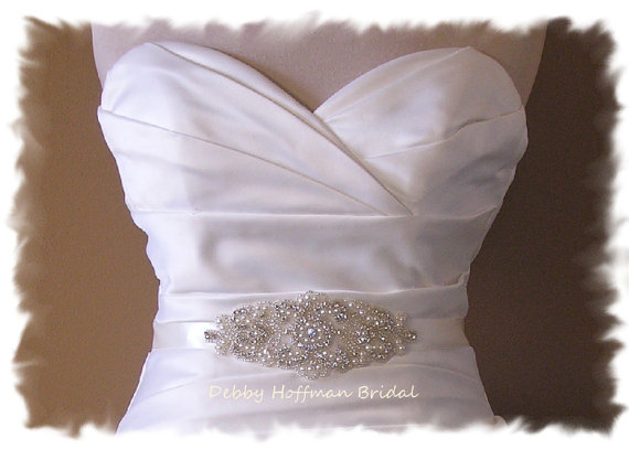 زفاف - Crystal Pearl Bridal Belt, Pearl Wedding Dress Sash, Jeweled Wedding Belt, Rhinestone Sash, No. 3080S, Weddings Accessories, Belts & Sashes