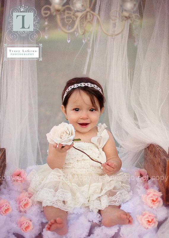 Wedding - Lace Flower Girl dress- Flower Girl Dresses- Cream flower girl dress- Lace dress- Rustic Girls Dress- Baby Lace Dress- Junior Bridesmaid