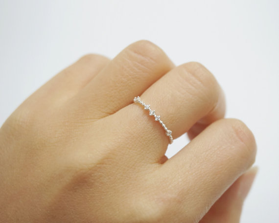 Hochzeit - Tiara beaded ring,silver ring,sterling silver,stack ring,rose gold ring,holiday gift,delicate ring,engagement ring,wedding ring,gift,SGR90