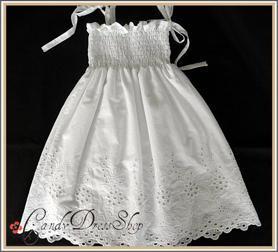 زفاف - Flower girl dress - Summer dress for girls / Size 3T-4T( Available in sizes 12 m. to 5 y.) Organic cotton, soft  dress - festoon dress