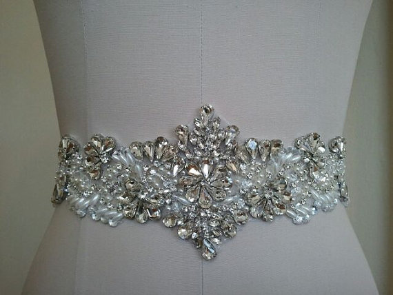 زفاف - SALE - Wedding Belt, Bridal Belt, Sash Belt, Crystal Rhinestones & Pearls - Style B3000
