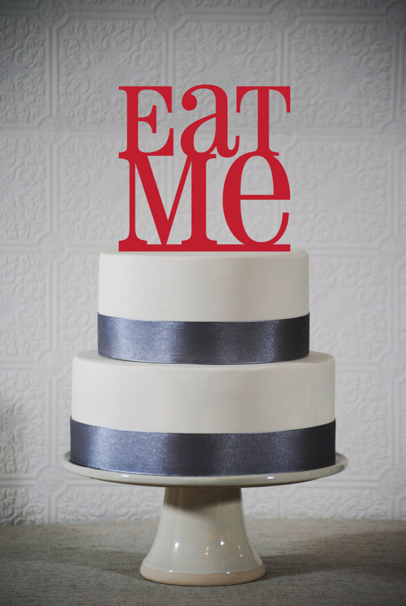 Mariage - Eat Me Wedding cake topper - Alice in Wonderland