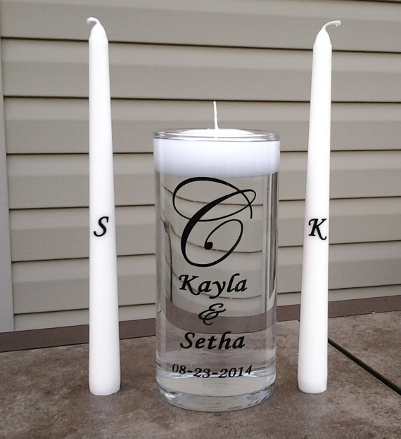 زفاف - Personalized Wedding Floating Unity Candle Set- Choice of 6 designs