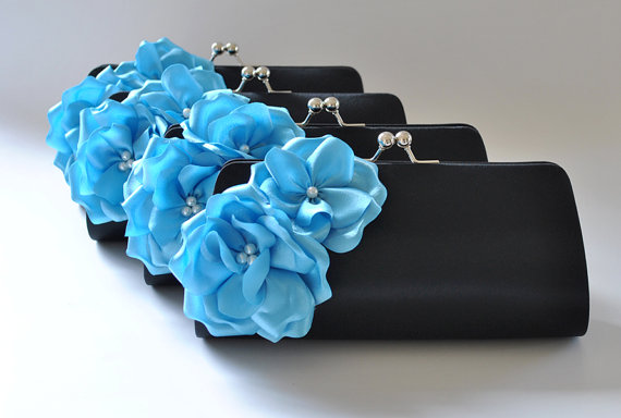 Mariage - Set of 4  Bridesmaid clutches / Wedding clutches - Custom Color - EXPRESS SHIPPING