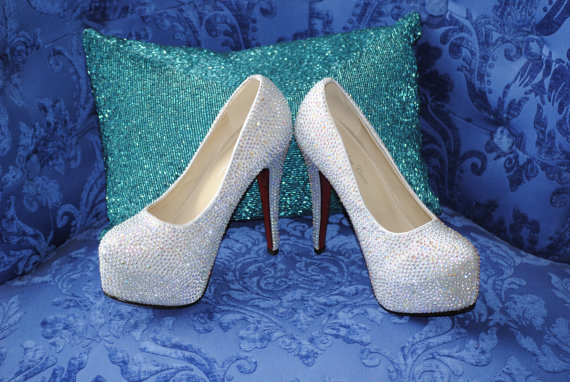 زفاف - Ready to Ship Crystal Swarovski Wedding Shoes SIZE 9
