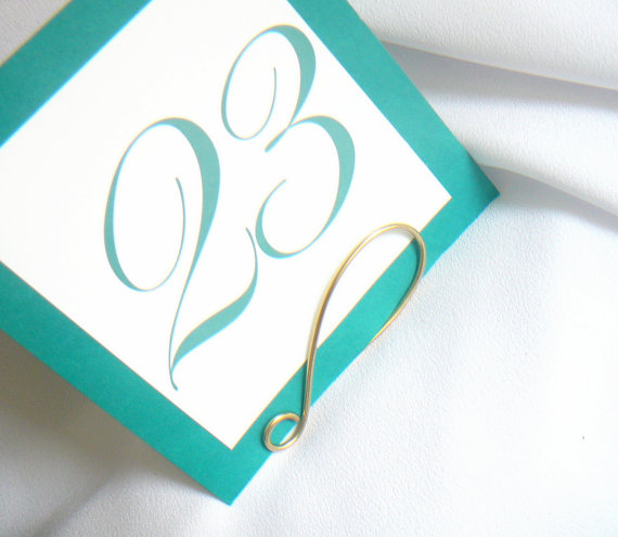 Wedding - Simple Number Holder, Solid Brass Table Card Holders,  5