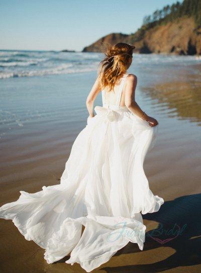 Wedding - JOL261 sexy backless flowy airy chiffon beach boho wedding dress