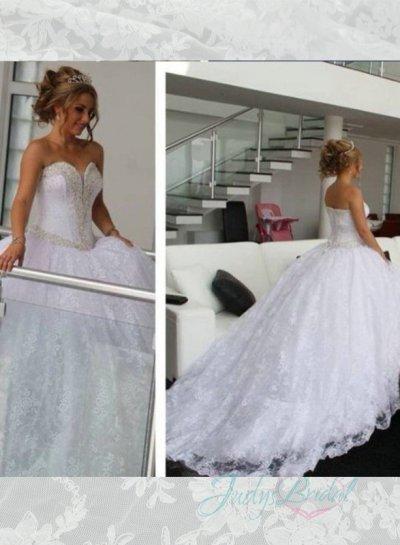 Mariage - JOL236 beading trim sweetheart neck princess all lace ball gown wedding dress