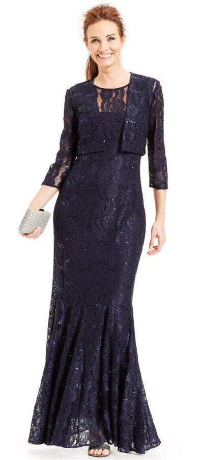 Wedding - Alex Evenings Sequin Lace Mermaid Gown and Jacket