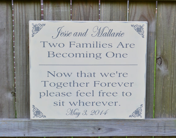Hochzeit - Wedding sign, Two Families are Becoming One, Pick a Seat not a Side Sign, Personalized wedding sign, Custom wedding sign