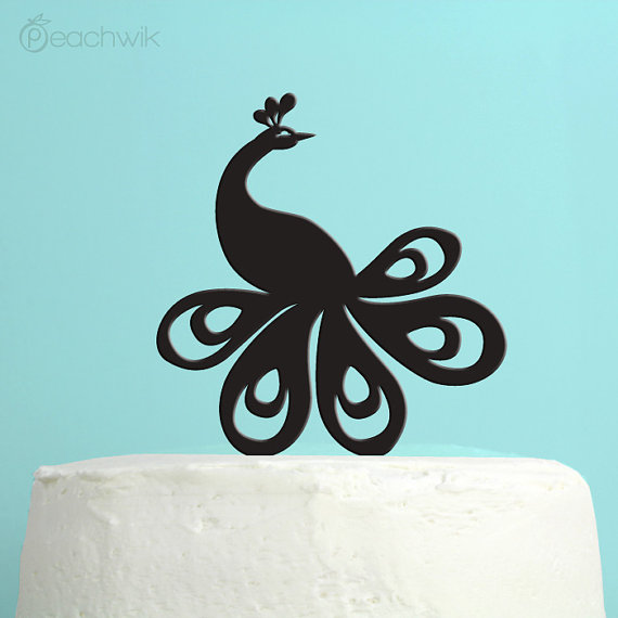 Mariage - Wedding Cake Topper - Peacock cake topper - Peacock Feather - Unique Wedding Cake Topper - By Peachwik - CT8