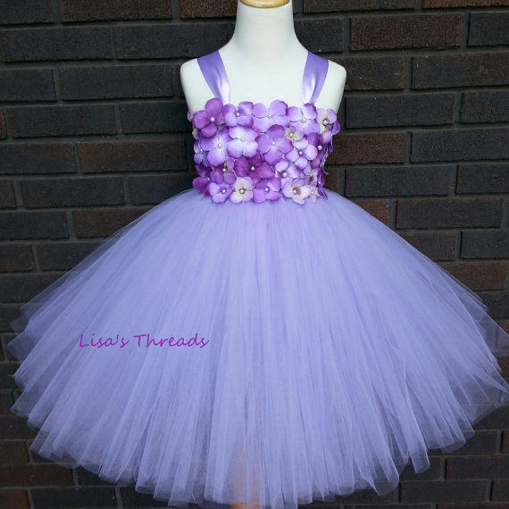 Wedding - Lavender Flower Girl Dress/ Junior bridesmaids dress/ Flower girl pixie tutu dress/ Rhinestone tulle dress