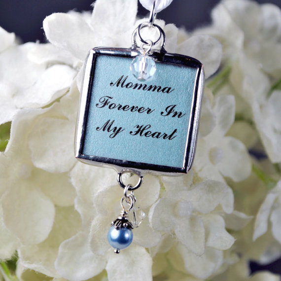 Mariage - Personalized Bouquet Charm with Photo in Something Blue