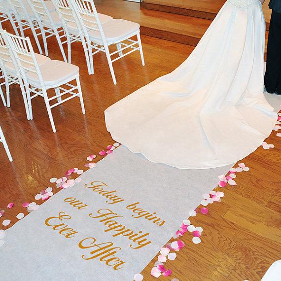 Hochzeit - Happily Ever After Wedding Aisle Runner Custom Color