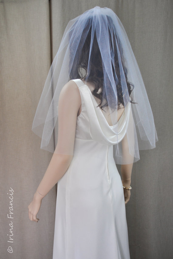 زفاف - Single elbow classic veil, Bridal veil, Illusion Tulle Bridal Veil,Single Layer veil, Elbow Length, 28 inches