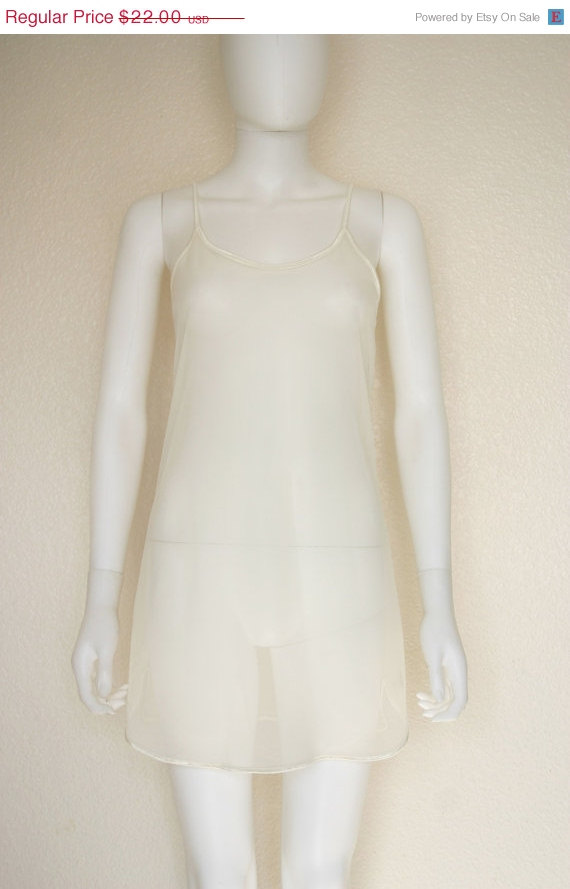 زفاف - 90's SHEER Mesh Tank Slip Dress / vintage lingerie
