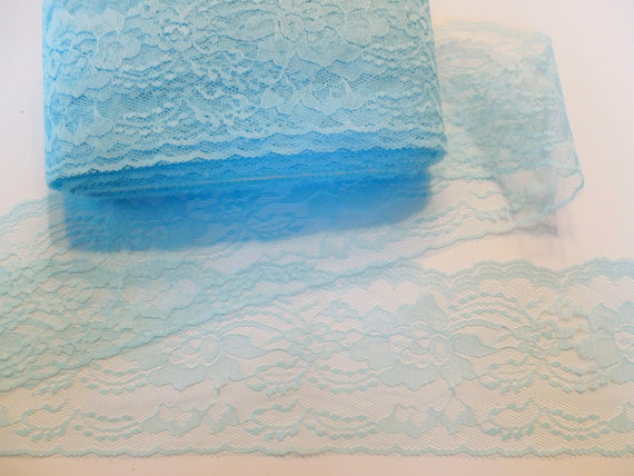 زفاف - 4 Inch Light BlueFlat Lace Trim Baby Shower Decorations Lingerie Wedding Bridal Lace