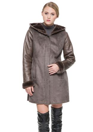 Mariage - Faux gray women suede coat
