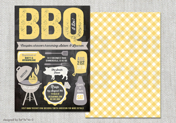 Wedding - I Do BBQ Chalkboard Engagement Wedding Rehearsal Party Invitation Summer Cookout Grill Checks Barbecue Party Invite PRINTED Card / PRINTABLE