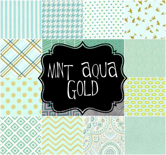 Hochzeit - Little and Big Guy BOW TIE - Mint Aqua and Gold Collection - (Newborn-Adult) - Baby Boy Toddler Teen Man - Easter Spring