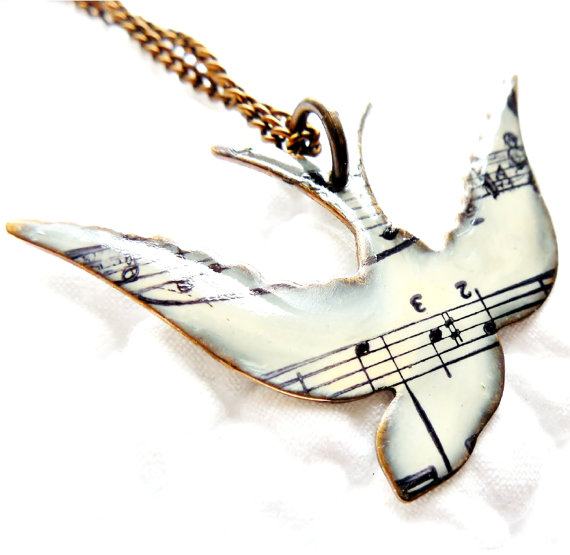 Свадьба - Unique Necklace, Song Bird Necklace, Music Note Necklace, Gifts for Her, Spring, Songbird Jewelry, Music Jewelry, Birthday, Friend