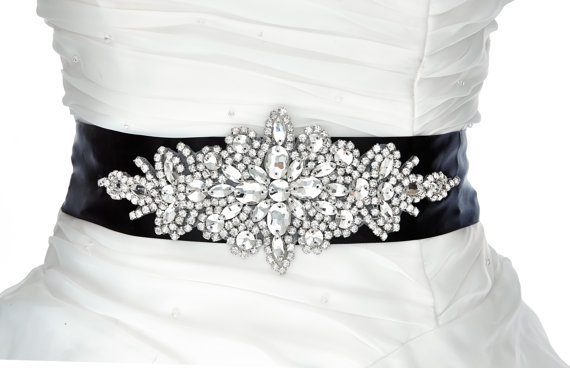 Hochzeit - SALE MAGGIE Swarvoski rhinestone wedding bridal sash , belt