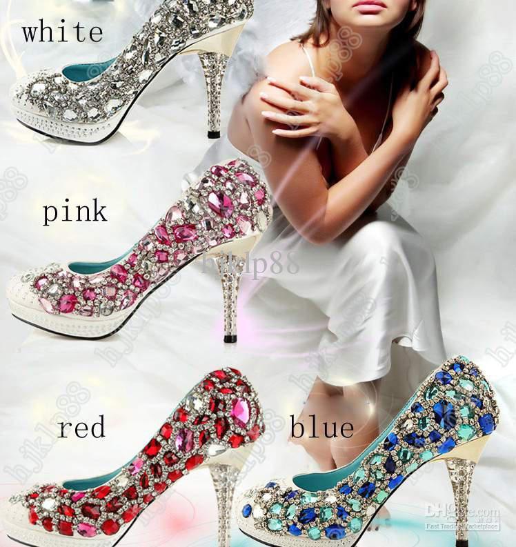 زفاف - Sparkling Diamond 10cm Heels Waterproof Prom Evening Party Dress Lady Bridal Wedding Shoes Size34-43 Online with $125.66/Pair on Hjklp88's Store 