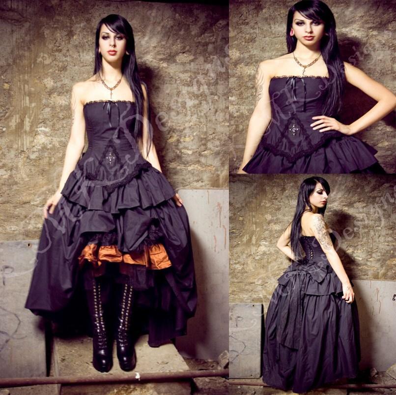 Wedding - Victorian Dresses 2015 Steampunk Wedding Dress Gothic Lolita Inspired Vampire in Black Custom Wedding Gowns Beading Bridal Gowns Online with $112.82/Piece on Hjklp88's Store 